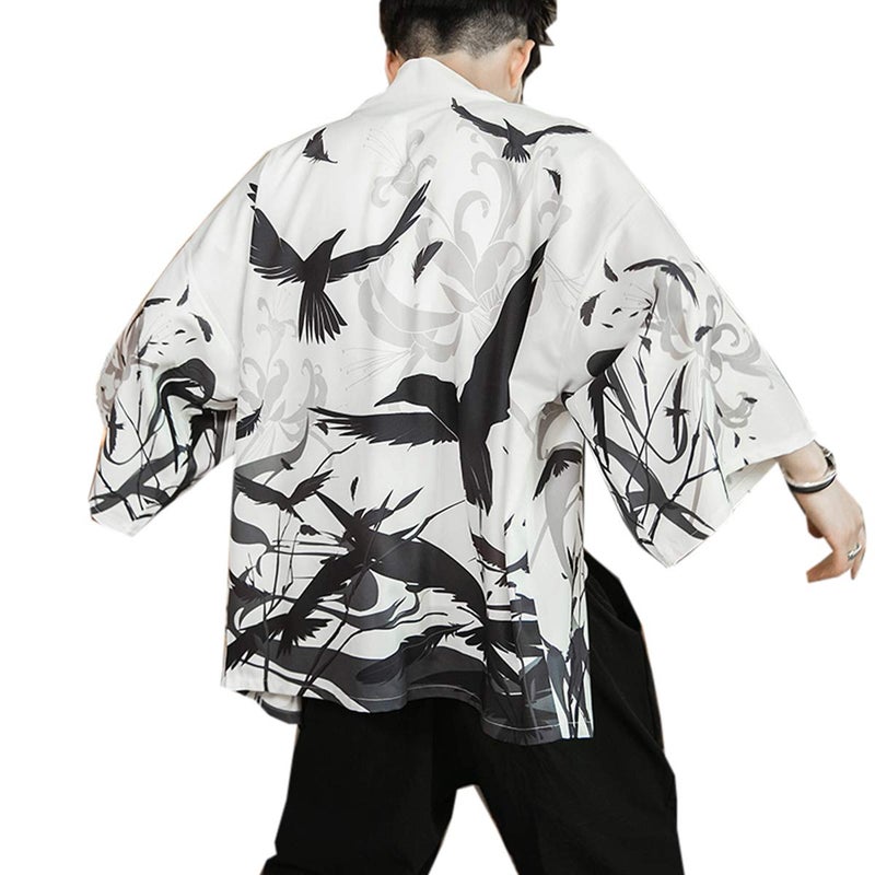 Seidarise Men's Haori Jacket Kimono Cardigan Yukata Noragi Happi Coat - Image 1